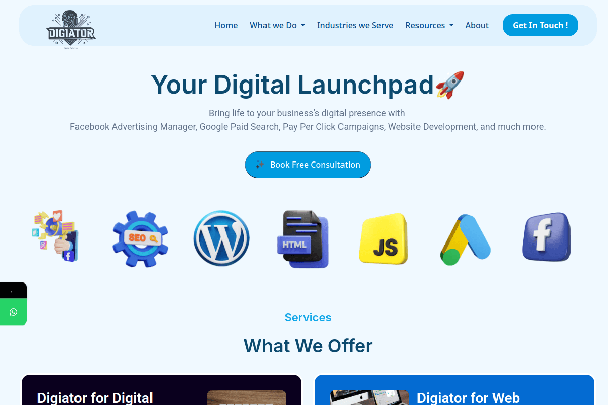 Digiator website screenshot