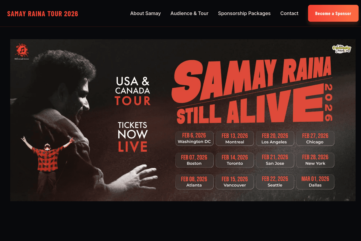Millennial Events website screenshot